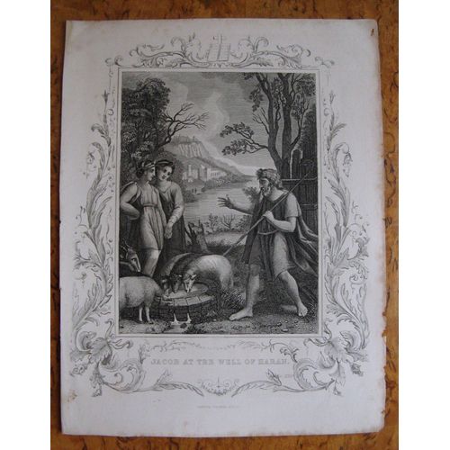 Gravure Ancienne 19 Family Bible 1851 John Brown - Jacob Au Puit De Haran