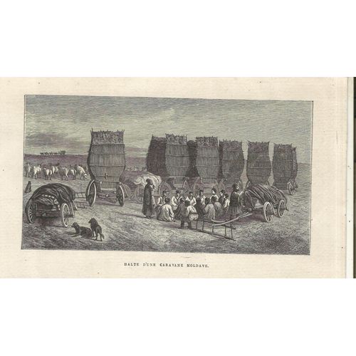 Gravure , ( Russie ) , Halte D'une Caravanne Moldave , Dessin A. De Bar , Gravure Pannemaker , Format 21 X 12.5 , 1885