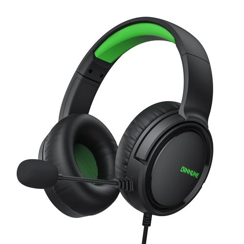green BINNUNE-Casque de jeu avec microphone, BG02, PS4, Xbox One Series X, S, PS5, PC, couteur filaire, casque de jeu 