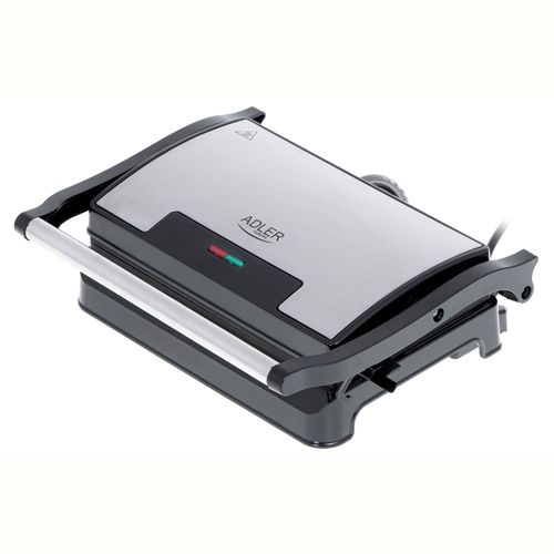 Grille de Contact, Planche  Griller avec Couvercle, Plaques Antiadhsives 1200W Noir/Argent Adler AD3052