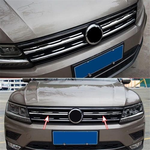 Grille De Pare-Chocs Avant En Maille Chrome Pour Vw Tiguan Mk2, Garniture, Insert, Capot, Moulage, Style, Protection, Protecteur, 2016-2021, 2 Pices