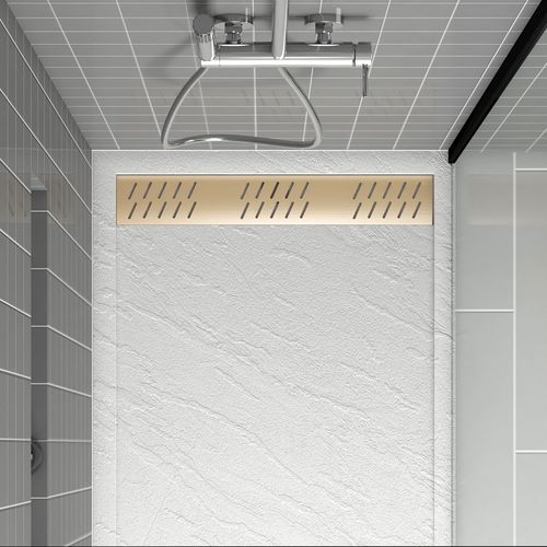 Grille Linaire En Aluminium Finition Or Dor Bross Pour Receveur - 79.5x11x0.2cm - Grid Line Gold