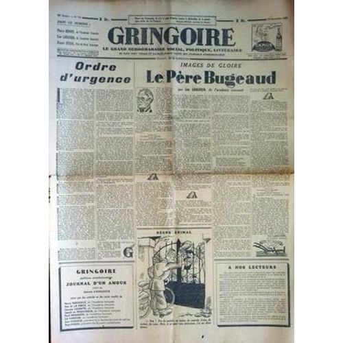 Gringoire N 778 Du 12/11/1943 - Ordre D'urgence - Le Pere Bugeaud Par Leo Larguier - P. Benoit - R. Regis.
