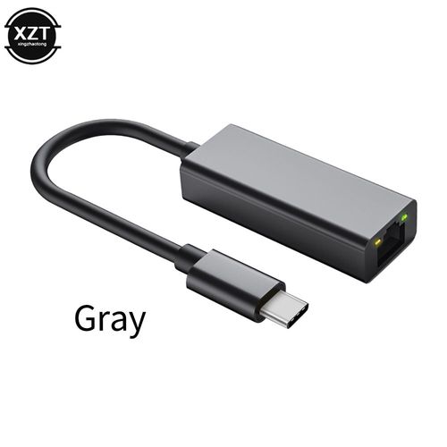 Gris fonc - Adaptateur Ethernet Usb Type-c Vers Rj45, Cble Internet Lan 1000mbps, Pour Macbook, Pc, Windows Xp 7, 8, 10, Android