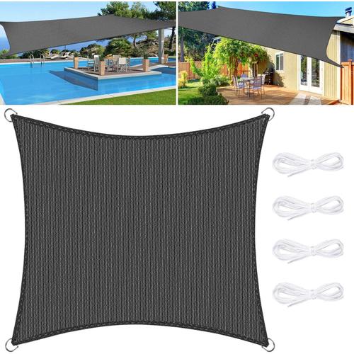 Gris Fonc Voile D'ombrage Toile D Ombrage Hdpe Rectangulaire 3x4m Rayons Uv Rsistante Ar Voile Ombrage Pour Jardin Terrasse