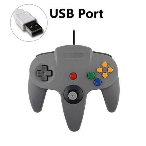 Gris Usb - Manette De Jeu Filaire N64 Pour Pc Et Mac, Joystick Pour Gamecube