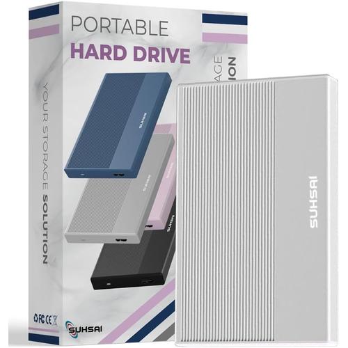 Grise Disque Dur Externe 160 Go HDD de Sauvegarde de donnes  Extension de mmoire 2,5 Disque Dur Portable USB 3.0 Compatible avec Mac, Ordinateur de Bureau, PC, PS4, PS5, Xbox One (Argent)