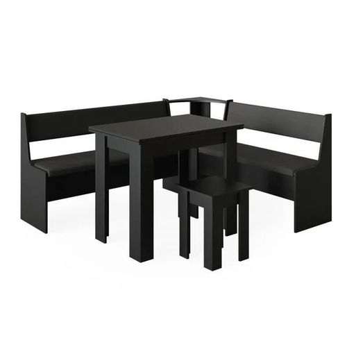 Groupe De Banquettes D'angle Roman, 150 X 41.5 Cm Avec Table, Noir, Vicco