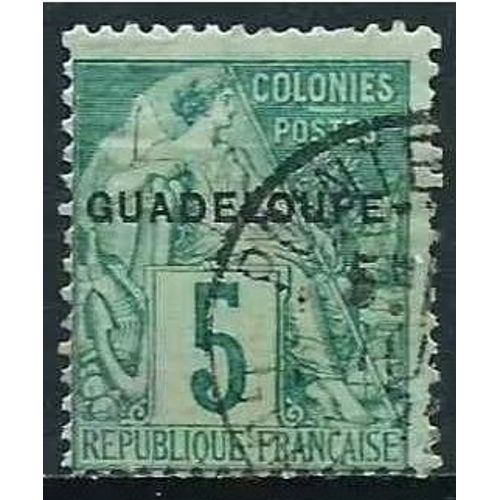 Guadeloupe, Colonie Franaise 1891, Beau Timbre Yvert 17, Type Alphe Dubois Des Colonies Gnrales, 5c. Vert, Surcharg "Guadeloupe", Oblitr Cachet De Pointe  Pitre, Tbe, Cote 8 Euros.