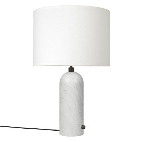 Gubi Lampe De Table Gravity Large (Blanc - Marbre Et Tissu Blanc)