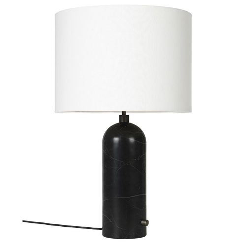 Gubi Lampe De Table Gravity Large (Noir - Marbre Et Tissu Blanc)