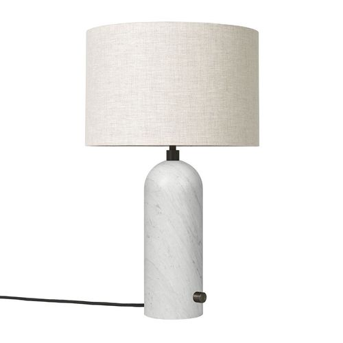 Gubi Lampe De Table Gravity Small (Blanc - Marbre Et Tissu Canvas)