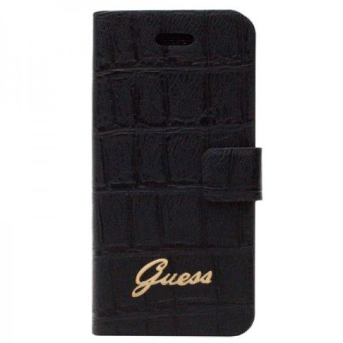Guess Etui Folio Noir Faon Crocodile Licence Guess Pour Iphone 6