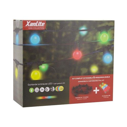 Guirlande Guinguette Led Noire, X10 Ampoules Rvb E27 Incluses, 5m Extensible