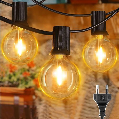 Guirlande Lumineuse Exterieure,7.5m 13+1 G40 Led Ampoules,Guirlande Guinguette Led Connectable,tanche Chane Lumiere Exterieur Pour Patio Terrasse Fte Mariage 2200k Blanc Chaud