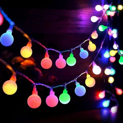 Guirlande Lumineuse Globe  40 Led,  Piles, Ferique, Pour Jardin, Nol, Fte De Mariage, Camping, Dcoration D'ambiance-6m 40leds Balle Colore