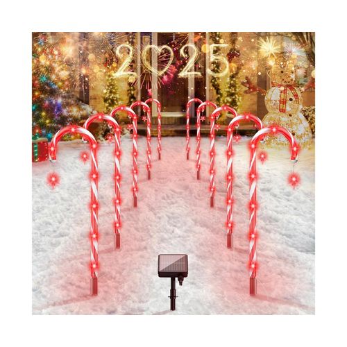 Guirlande Lumineuse Solaire  160 Led En Forme De Canne  Sucre  Dcorations De Nol tanches Avec 8 Modes  Lot De 20 Lumires Rouges