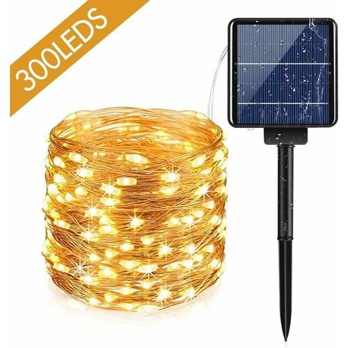 Guirlande Lumineuse Solaire Exterieure 10m 100 Leds Avec 8 Modes D'eclairage, Chaine De Lumiere Solaire Etanche Pour Jardin,Terrasse,Balcon,Cour,Maison,Arbre De Noel,Mariage,Fete Party Goodnice