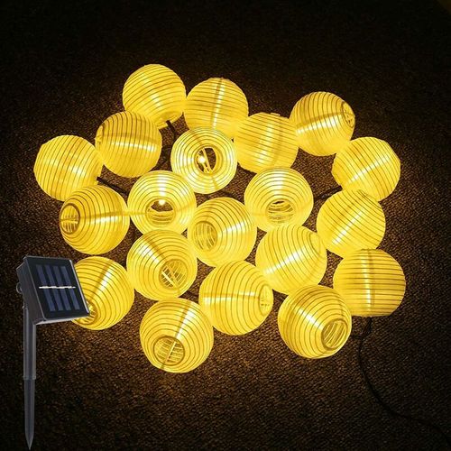 Guirlande Lumineuses Solaire Led Lanterne, Aled Light 30 Leds 6,5m/21,3ft Etanche Exterieur Decorative Guirlande Lampion Led Pour Fete, Noel, Jardin, Halloween (Blanc Chaud) Goodnice