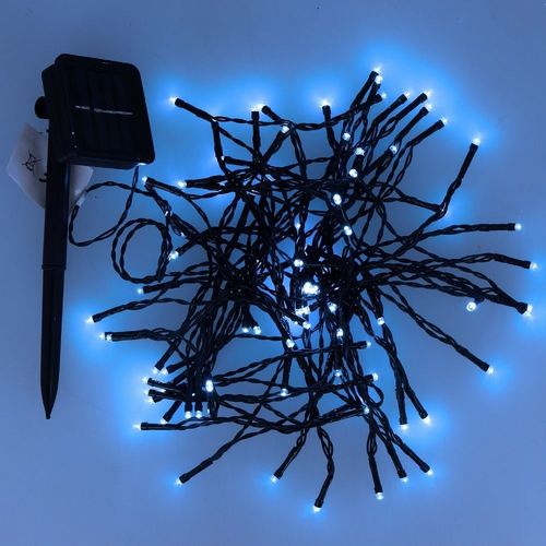 Guirlande Photovolta?Que 100 Led Bleu - Longueur Luminaire 9.9m - Ip44 Usage Intrieur Et Ext?Rieur