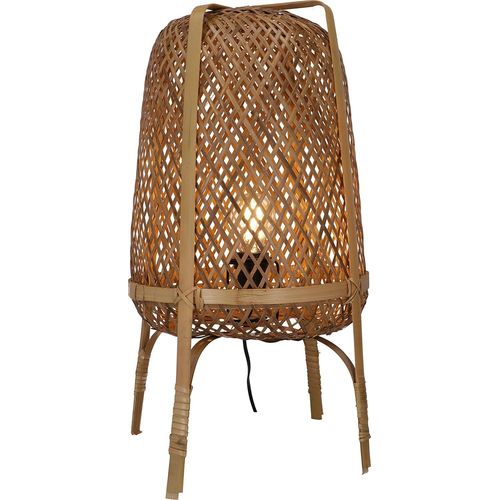 Guru-Shop Lampe De Table/Lampe De Table, Fabrique  La Main  Bali  Partir De Matriaux Naturels - Modle Gomera, Bambou, 57x35x35 Cm, Lampes De Table En Matriaux Naturels.[G820]