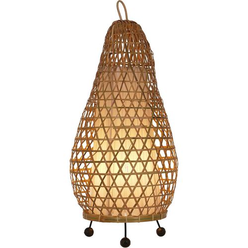 Guru-Shop Lampe De Table/Lampe De Table, Faite  La Main  Bali  Partir De Matriaux Naturels - Modle Hermigua 65cm, Bambou, 65x32x32 Cm, Lampes De Table En Matriaux Naturels.[G817]