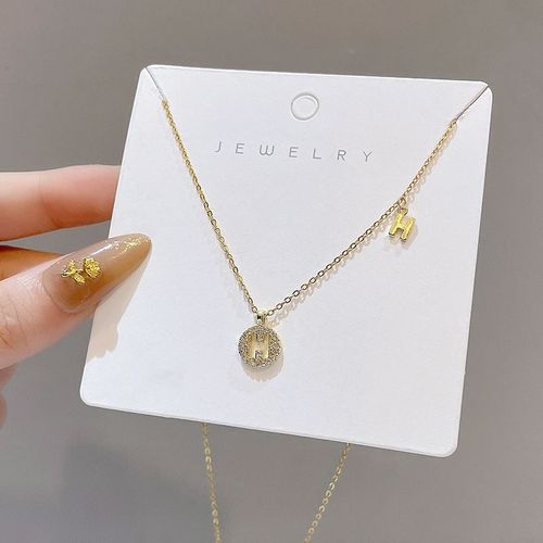 H Lettre Pendentif Titane Acier Collier Femme Conception De Niche Polyvalente Sens De La Chane De Clavicule Rouge Net Coren Ins Style Bijoux-Sw X515 Or