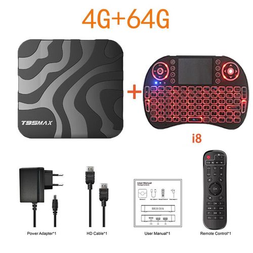 H618 Android 14 T95 Max Smart TV Box,Double Wifi,2.4G & 5.8G,6K,3D Ram,8G Rom,128 Go,64 Go Assistant vocal,Fast Box Media First - Type 4G 64G Keyboardt #B
