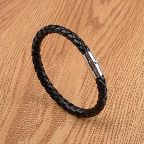 H9641-1 - Bracelets En Cuir Multicouches Pour Hommes, En Acier Inoxydable, Corde Tresse, Bijoux, Livraison Directe