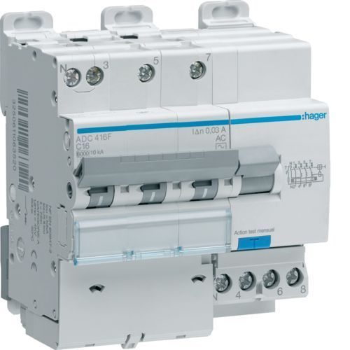 Hager Adc420f Disjoncteur Diffrentiel 3p+N 6-10ka Courbe C - 20a 30ma Type Ac