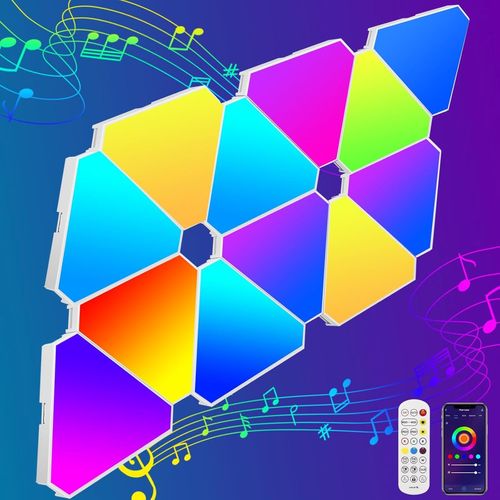 Hamiltion-16 Couleurs Panneaux Lumineux Led Connects,Appliques Murales Luminaires Intrieur Triangulaire Modulaires Et Variables,Gaming Triangulaire Led Rgb,Lumires Crative Avec Synchronisation De