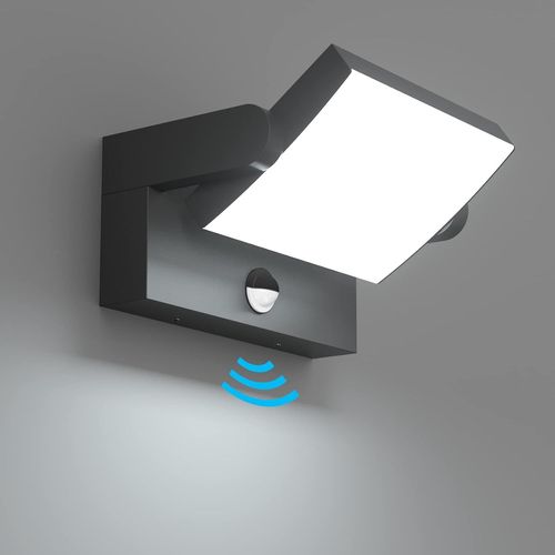 Hamiltion-24w Applique Extrieur Avec Dtecteur De Mouvement Ip65 clairage Mural Intrieur, Applique Murale Avec Led Panneau Rotatif, Mur Lampe Pour Entre Jardin, Noir, Blanc Froid 5700k-6000k