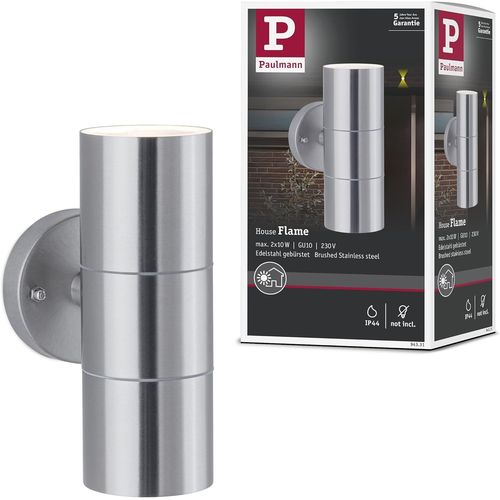 Hamiltion-94331 Luminaire D'extrieur Led Flamm Ip44 Max. 2x10 Watts Appliques D'extrieur Acier Bross clairage De Jardin Acier Inoxydable Gu10