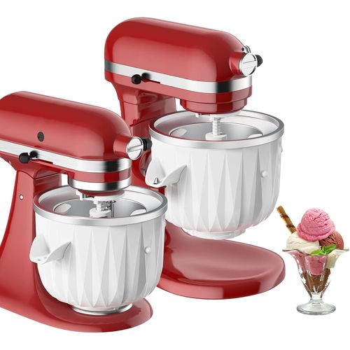 Hamiltion-Accessoire Pour Sorbetire Pour Kitchenaid, Compatible Avec Les Batteurs Sur Socle De Kitchenaid 4.5 Qt Et Plus, 2 Quart Frozen Yogurt-Ice Cream Maker & Sorbetiere Gelato Maker