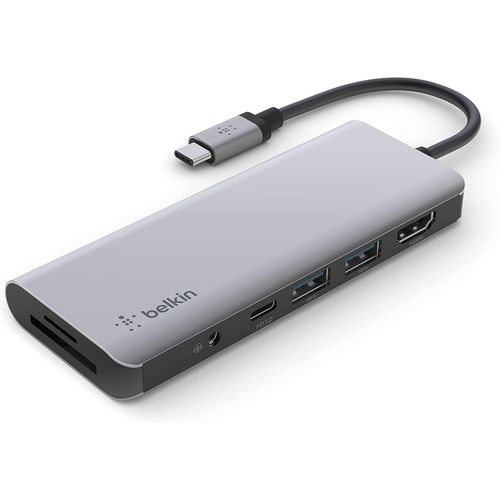 Hamiltion-Adaptateur Multiport 7-En-1 (Avec 4K Hdmi, Usb-C, 2 X Usb A, Audio 3,5 Mm, Sd 3.0 Et Micro-Sd 3.0, Pour Macbook Pro/Air, Ipad Pro, Xps, Etc.) Avc009Btsgy Noir