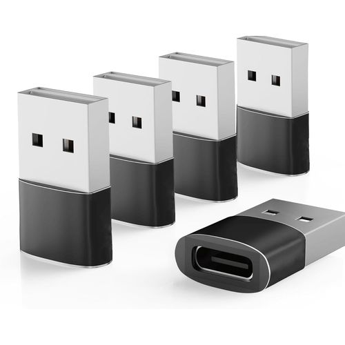 Hamiltion-Adaptateur Usb-A Mle Vers Usb-C Femelle, Lot 5, Standard 2.0 Compatible Avec Macbook, Smartphones Usb C Et Priphriques Type-C, Finition Mtal, Noir