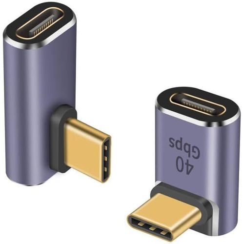 Hamiltion-Adaptateur Usb C  90 Degrs 40Gbps, Right Angle Usb C Adapter 100W, Usb Type C Extender Connector Adapter Pour Thunderbolt 4/3, Steam Deck, Iphone 15, Switch, Iphone 2Styles
