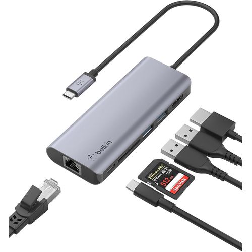 Hamiltion-Adaptateur Usb-C Multiport 6-En-1 (4K Hdmi, Usb-C Pd Pass-Through 100 W, 2 X Usb A, Gigabit Ethernet, Lecteur De Carte Sd, Pour Macbook Pro, Air, Ipad Pro, Xps, Etc.) Avc008Btsgy