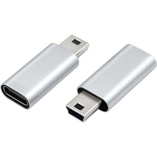 Hamiltion-Adaptateur Usb C Vers Mini Usb, Adaptateur Mini Usb Vers Usb C, Prise Usb C De Type C Vers Prise Mini Usb Connexion D'Ordinateurs (Argent)