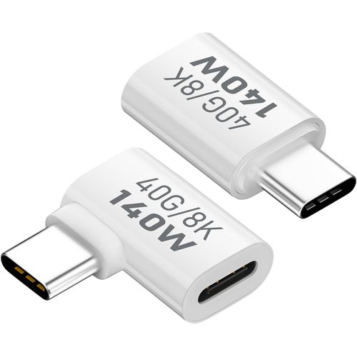 Hamiltion-Adaptateur Usb C Vers Usb C 140W Pd, Coude Latral 90 Degrs Avec Transfert De Donnes 40Gbps, 8K@60Hz Compatible Avec Macbook, Ipad, Thunderbolt 4/3 Et Plus, Paquet De 2