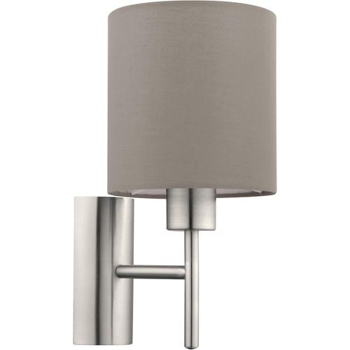 Hamiltion-Applique Murale Intrieure Pasteri, Luminaire DIntrieur En Textile Couleur Taupe, Lampe De Salon Et De Couloir En Acier Nickel Mat, Avec Interrupteur, Douille E27