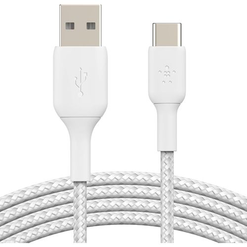 Hamiltion-Boostcharge Cble Usb-C  Gaine Tresse, Cble De Recharge Usb-C Vers Usb-A, Cble Usb Type-C Pour Iphone 16, Iphone 15, Samsung Galaxy S24, S23, Ipad Pro, Google Pixel, Etc., 1 M, Blanc