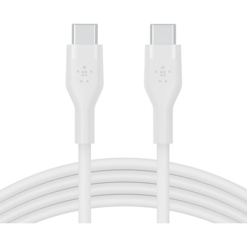 Hamiltion-Boostcharge Flex Cble Usb-C Vers Usb-C En Silicone, Certifi Usb-If, Recharge Power Delivery, Cble Usb C Pour Iphone 16, Iphone 15, Macbook, Ipad Pro, Galaxy S24, Google Pixel, 2 M, Blanc