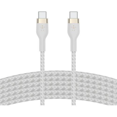 Hamiltion-Boostcharge Pro Flex Cble  Gaine Tresse Usb-C Vers Usb-C, Certifi Usb-If, Recharge Power Delivery, Cble Usb C Pour Iphone 16, 15, Macbook, Ipad Pro, Galaxy S24, Pixel, Etc, 3 M, Blanc