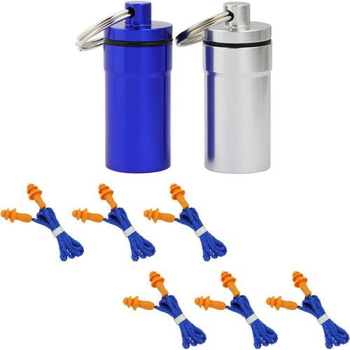 Hamiltion-Bouchons D'oreille En Silicone,6 Pcs Bouchons D'oreille Nager En Cordon Avec Cordon Et Bouteilles De Rangement Bouchon D'oreille Bruit Protection Auditive Pour Travail Dormir Tir Ronflement
