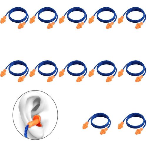 Hamiltion-Bouchons D'oreille En Silicone,Bouchons D'oreilles En Cordon,Sommeil Bouchons D'oreille,Bouchon D'oreille Filaire tanches Rutilisables,Pour Dormir,Tir,Ronflement,Natation,12 Paire