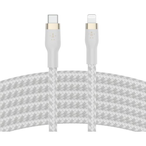 Hamiltion-Cble  Gaine Tresse Usb-C Vers Lightning Boostcharge Pro Flex (2 M), Certifi Mfi (20 W), Recharge Power Delivery Pour Iphone 14/14 Plus, 13, 12, Pro, Max, Mini, Se, Ipad, Etc. (Blanc)