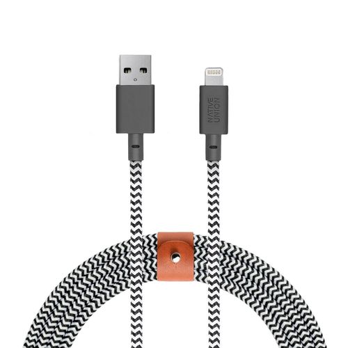 Hamiltion-Cble Belt Xl-Cble De 3 Mtres Ultra Solide Renforc De [Certifi Mfi] Cble Lightning  Usb Avec Courroie Compatible Avec Iphone/Ipad (Zebra)