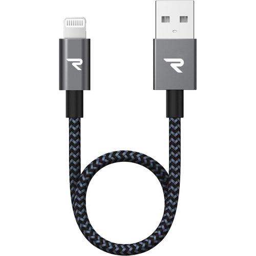 Hamiltion-Cble Iphone [20cm/0.65ft] Certifi Apple Mfi, Iphone Chargeur Fibre De Nylon Tress Avec Ultrsistant, Cble Lightning Pour Iphone 14 13 12 11 Pro Max Xr Xs X 8 7 6 Plus Se Ipadgris Fonc