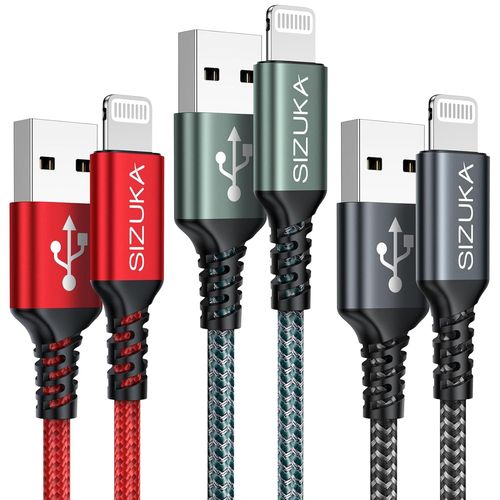 Hamiltion-Cble Iphone [2m / Lot De 3] Chargeur Iphone Certifi Mfi Cble Lightning Usb Cordon Iphone Nylon Fil Charge Rapide Ultra Solide Compatible Avec Iphone 13 12 11 Pro Max Xs Xr X 8 7 6 Plus 5